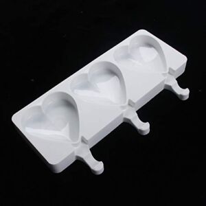 NUOMI Heart Popsicle Mold 3 Cavities Silicone Ice Pop Mold Reusable Ice Cream Bars Mold Freezing Mould for Home Kitchen