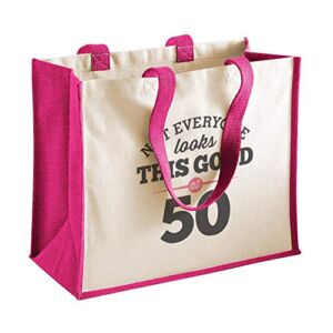 50th Birthday Keepsake Gift Vintage Bag 50 for Women Novelty Shopping Tote Fifty
