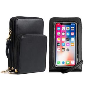 Crossbody Phone Bag for Women, Touch Screen Purse Silver Cellphone Shoulder Bags Card Holder Wallet Purse