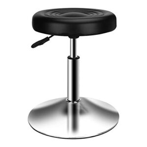 QiCheng&LYS Round Modern bar Stool Height Adjustable 360 Swivel Stool,for Home Office Kitchen Barbershop bar spa – Black