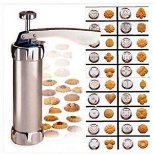 Angoter Kitchen Manual Cookies Press Cutter Baking Tools Cookie Biscuits Press Machine Bakeware with 20 Cookie Molds 4 Nozzles