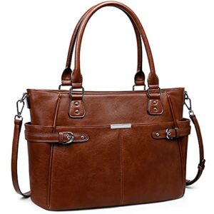 S-ZONE Women Tote Bag Top Handle Satchel Large Shoulder Handbag Work Purse, Vegan Leather