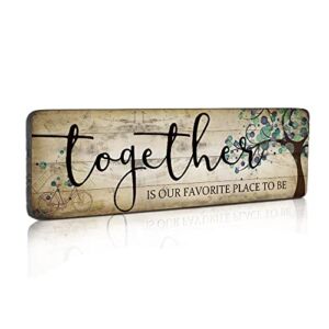 Family Wall Art Decor Inspirational Quotes Wall Hanging Sign-Together is Our Favorite Place to Be-Motivational Home Wall Art Decor Wood Plaque Sign 16″x5″