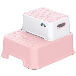 BlueSnail Double up Step Stool for Kids, Anti-Slip Sturdy Toddler Two Step Stool for Bathroom , Kitchen and Toilet Potty Training (Pink)