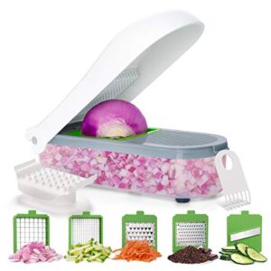LISA ENJOYMENT 5 in 1 Vegetable Chopper, Multifunctional Onion Chopper with Container veggie dicer Cutter Grater for Cheese, tomato, and salad mandoline slicer for kitchen