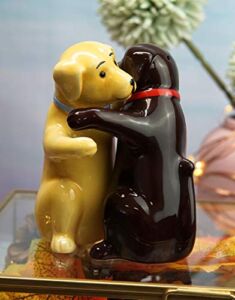 Ebros Ceramic Labrador Couple Dancing Hugging Salt And Pepper Shakers Set Valentines Fawn And Chocolate Lab Retrievers Figurines Party Kitchen Tabletop Collectible Decorative Accents