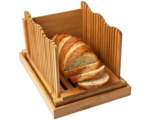 Bamboo Bread Slicer for Homemade Bread Loaf w/ Bread Cutting Board Bamboo / Large