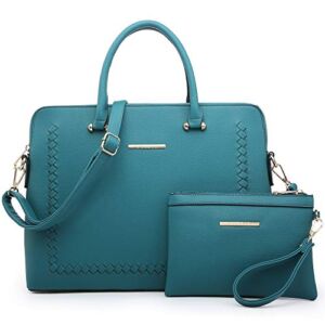 Dasein Women Woven Design Large Handbag Purse Vegan Leather Work Bag Tote Shoulder Bag