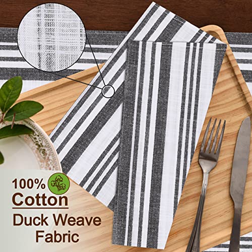 Ruvanti Kitchen Cloth Napkins 12 Pack 100% Cotton 20 by 20 Inch Grey Stripes, Dinner Napkins, Soft, Comfortable, Washable Cloth, Linen Napkin for Family Dinners, Weddings, Cocktail Parties & Home Use. | The Storepaperoomates Retail Market - Fast Affordable Shopping