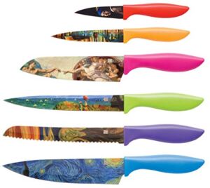 Masterpiece Knife Set in Gift Box – Cool gifts for Art Lovers – 6 Piece Color Chef’s Knives Set – Gifts for Family, Kitchen Gifts for Chefs, Unique Wedding Presents for Him and Her, Housewarming Gifts