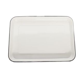 Tablecraft Enamelware Collection Black Rim Solid White Enamel Baking Cookie Sheet Jelly Roll Pan, Home Kitchen & Restaurant, Porcelain over Steel, Classic, Vintage, Retro Style, 16×11.5×1.5
