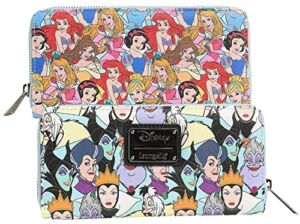 Loungefly Disney Princess and Villains Wallet Zip Around Clutch Faux Leather
