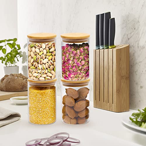 6 Piece Glass Storage Jars Set with Airtight Bamboo Lids and Labels,18.6oz/550ml Glass Spice Jars Food Storage Containers for Home Kitchen,Pantry, Tea, Sugar, Salt, Coffee, Flour, Herbs, Grains | The Storepaperoomates Retail Market - Fast Affordable Shopping