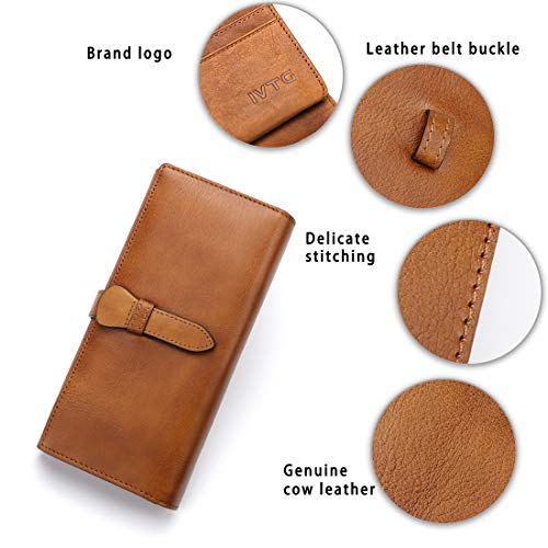 Genuine Leather Wallet Women long Purse Clutch Vintage Cowhide Handmade Card Holder Organizer (Brown) | The Storepaperoomates Retail Market - Fast Affordable Shopping