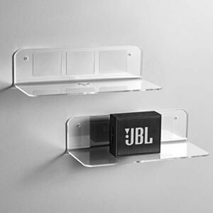 OAPRIRE Floating Shelves Set of 2 with Cable Clips – Easily Expand Wall Space – Acrylic Small Wall Shelf for Bedroom, Bathroom, Gaming Room, Living Room, Office – Clear