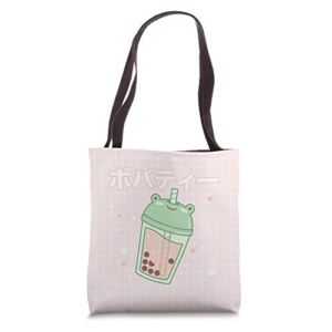 Kawaii Aesthetic Cute Boba Bubble Milk Tea Pink Tote Bag