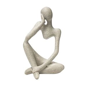 prosfalt Sandstone Resin Thinker Style Abstract Sculpture Statue Collectible Figurines Home Office Bookshelf Desktop Decor(Sandstone – Left Reverie)