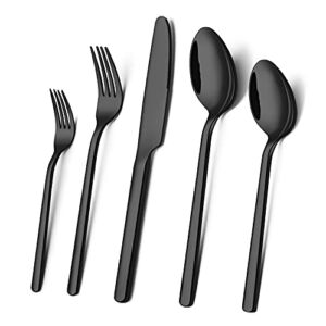 KINGSTONE Black Silverware Set, 20 PCs Black Flatware Set for 4, 18/10 Stainless steel Cutlery Set for Home Kitchen and Restaurant(Black, 20 pieces for 4)