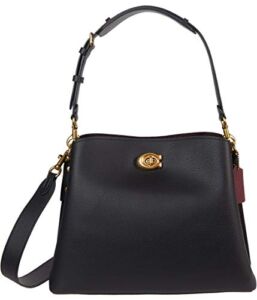 COACH Polished Pebble Leather Willow Shoulder Bag B4/Black One Size