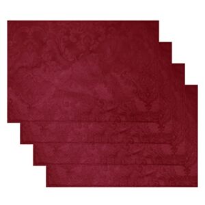 Elrene Home Fashions Caiden Elegance Damask Fabric Placemats (Set of 4), 13″ x 19″, Cranberry