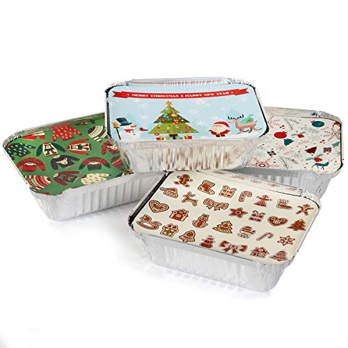 JOYIN 48 Pcs Christmas Cookie Tins with Lids for Gift Giving, Rectangular Treat Foil Containers, Tupperware Disposable Food Storage Pan for Holiday Leftovers Goodie Container or Cookie Exchange | The Storepaperoomates Retail Market - Fast Affordable Shopping