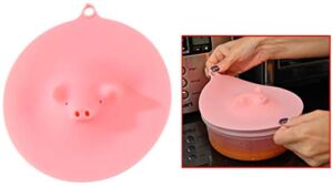 HOME-X Microwavable Pig Lid, Cute Piggy Cover, Splatter Guard, Useful Kitchen Gadgets, Large