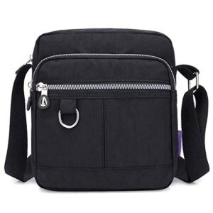 KARRESLY Casual Nylon Purse Handbag Crossbody Bag Waterproof Shoulder Bag for Women (Black)
