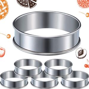 6 Pieces English Muffin Rings Crumpet Rings Double Rolled Tart Ring Stainless Steel Muffin Tart Rings Nonstick Metal Round Ring Mold for Home Food Making Tool, 3.15 Inch
