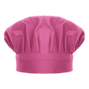TOPTIE Chef Hat for Kid & Adult, Cotton Elastic Adjustable Kitchen Cooking Baking Hat-Hot Pink-M