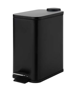 SunnyPoint 5 Liter / 1.32 Gallon Trash Can with Plastic Inner Buckets; Rectangle Bathroom, Office, Kitchen, and Bedroom Step On and Slow Close