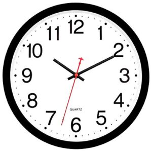 Black Wall Clock Silent Non-Ticking 12 Inch Quartz Battery Operated Round Analog Wall Clock for Classroom School Office Living Room Bedroom Home