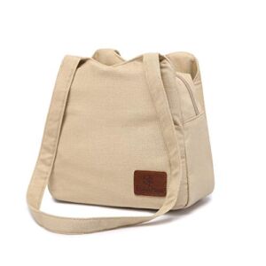 Small Mini Shoulder Bag Hippie Top Zip Cotton Sling Bag Jacquard cloth Handmade Bags… (off-white)