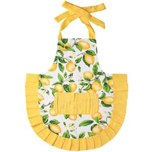 Lemon Tree Apron with Pockets,Women’s Apron,Cotton Fabric Adjustable Apron Used for Home Baking or Kitchen Cooking