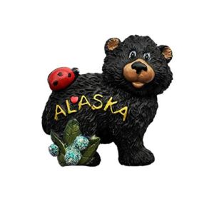 Time Traveler Go Alaska USA Animal Bear Refrigerator Magnet Souvenir Gift 3D Home Kitchen Decoration Magnetic Sticker