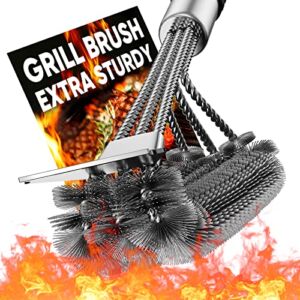 Grill Brush and Scraper Bristle Free-Home Kitchen Safe Brush for Grill,TREBLEWIND 17” Stainless Steel Wire Grill Cleaning Kit for Porcelain/Weber Gas/Charcoal Grill