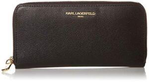 Karl Lagerfeld Paris womens Zip Continental Wallet, BLK/GOLD, One Size US