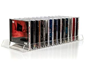 CD Storage Holder Rack Display – Clear Acrylic Compact Disc Organizer Stand Holds 25 Standard CD Jewel Cases