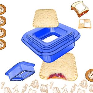 Tribe Glare Decruster Bread Sandwich Maker mold-Uncrustables Sandwich Cutter for Kids – Sandwich Cutter Sealer and DIY cookie cutter Lunch Lunchbox and Bento Box of Childrens Boys Girls (Blue-sq)