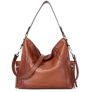 BOSTANTEN Genuine Leather Hobo Handbags Designer Tote Shoulder Bag Large Crossbody Purses for Women Brown