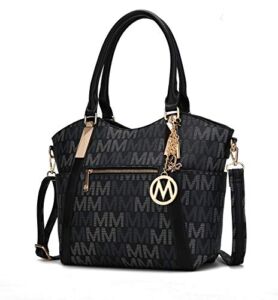 MKF Shoulder Bag for Women: PU Leather Tote Satchel Handbag – Crossbody Top-Handle Purse, Ladies Fashion Pocketbook Black
