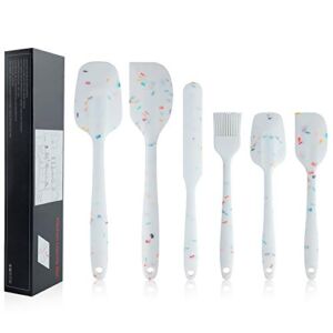 Shebaking Silicone Spatula Set, 6 Piece Heat Resistant Rubber Spatulas Set for Baking Cooking and Mixing Kitchen Utensils Seamless One Piece Spatula with Stainless Steel Core, Nonstick Dishwasher Safe
