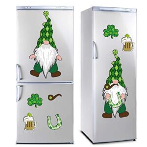 11 Pieces St. Patrick’s Day Gnomes Refrigerator Magnets, Irish Party Shamrock Decor Fridge Magnet Stickers for Kitchen, Metal Door, Cabinets Home Decor