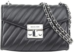 Michael Michael Kors Women’s Medium Rose Quilted Leather Flap Bag in Black, Style 35T0SX0L2U