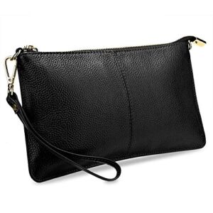 YALUXE Clutch Wristlet Handbag Women’s Real Leather Large Wallet with Crossbody Shoulder Chain