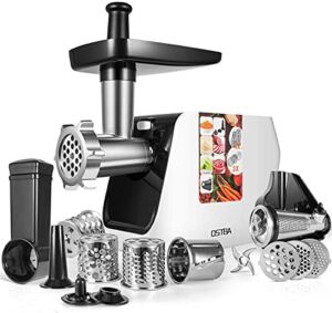 OSTBA Electric Meat Grinder, 2000W MAX Heavy Duty Meat Mincer Sausage Stuffer Machine, 5 in 1 Stainless Steel Food Grinder with Sausage & Kubbe & Shredding & Slicing & Tomato Juicing Kits