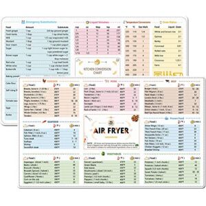 2 Pack Magnetic Cheat Sheets Cookbook Cooker Compatible with Air Fryer Cooking Times Quick Reference Guide Air Fryer Accessories 6”x11”