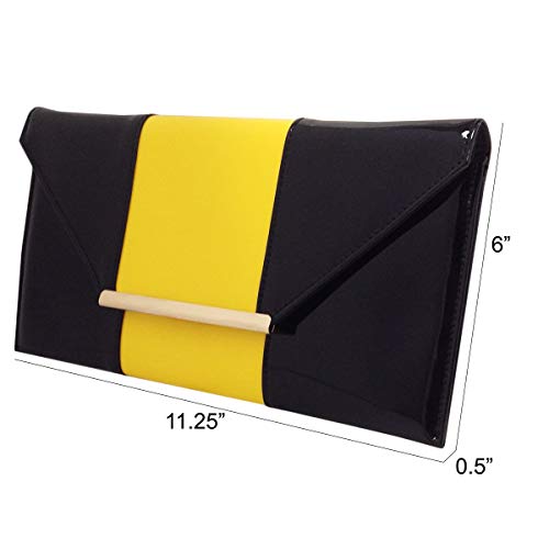 JNB Patent Color Block Envelop Clutch, Yellow/Black | The Storepaperoomates Retail Market - Fast Affordable Shopping