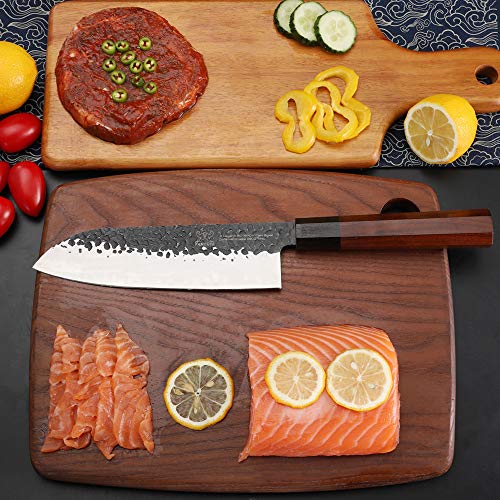 FAMCÜTE 7 inch Santoku knife, 3 Layer 9CR18MOV Clad Steel w/octagon Handle Japanese Chef’s Knife for Home Kitchen & Restaurant | The Storepaperoomates Retail Market - Fast Affordable Shopping
