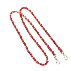 Beacone Iron Flat Chain Replacement Crossbody Handbag Purse Strap Metal Shoulder Bag Strap (Red)