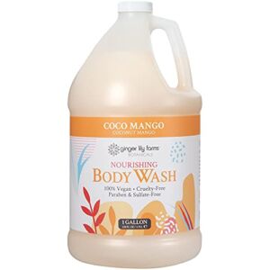 Ginger Lily Farms Botanicals Nourishing Body Wash, Coco Mango, 100% Vegan & Cruelty-Free, Coconut Mango Scent, 1 Gallon (128 fl oz) Refill